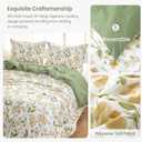 Mooreeke Floral Queen Size Comforter Sets, Vintage Green and Yellow Botanical Printed Bedding for All Seasons, 3-Piece Vintage Bed in a Bag with Fluffy Quilted Reversible Comforter & 2 Pillow Shams