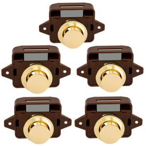 5 PCS Keyless Push Button Catch Door Knob Lock for RV Caravan Cabinet Boat Motor Home Cupboard,Black