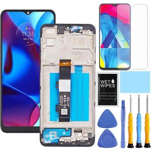 for Motorola G Pure Screen Replacement with Frame for Moto G Pure XT2163 XT2163DL XT2163-4 LCD Display Digitizer Touch Screen Assembly 6.5 inch Black