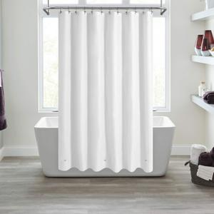 Mrs Awesome White Shower Curtain Liner with 3 Magnets, 72x72 Premium Flexible Sturdy Plastic Shower Curtain for Bathroom Lightweight & Waterproof, White