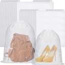 Woanger 40 Pcs Dust Bags for Handbags Drawstring Dust Proof Purse Storage Bags, 2 Size Non Woven Breathable Fabric Shoes Pouch for Purse Backpack Boots Cloth Storage Travel Package Organizer, White