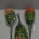 10 Bundles Artificial Fake Flowers, Faux Outdoor Plastic Plants UV Resistant Shrubs Outside Indoor Decorations (Red-Eucalyptus)