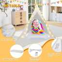4 Pack Teepee Tent for Kids [Thickened] with Light String and Inflatable Airbed, Slumber Party Tents, Sleepover Tents Party for Girls Boys Indoor Outdoor (White)