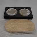 Raised Ceramic Wide Whisker Friendly Cat Dishes, Food& Water Bowl with 2 Style Stand Adjustable Pet Bowl Set, Anti Whisker Fatigue(2Dish+2Shallow Dish+Stand