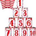 13 Pcs Carnival Can Game Bean Bag Toss Carnival Games with 10 Tin Cans and 3 Bean Bag for Easter Outdoor Family Party Birthday Indoors Outdoors Activities