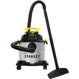 STANLEY Wet/Dry Vacuum SL18115, Stainless Steel Tank, 5 Gallon 4HP Shop Vacuum, Portable Style Ideal for Home/Shop/Jobsite Dust Collection Job with Vacuum Attachments, Silver+Yellow