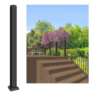 3.15 in. x 42 in. Aluminum Deck Railing Post, Extra-Height Porch & Stair Post with Screws and Drill Bit, Textured Black AAMA 2604 Powder-Coat Finish for Decks, Porches & Balconies (1 Post)