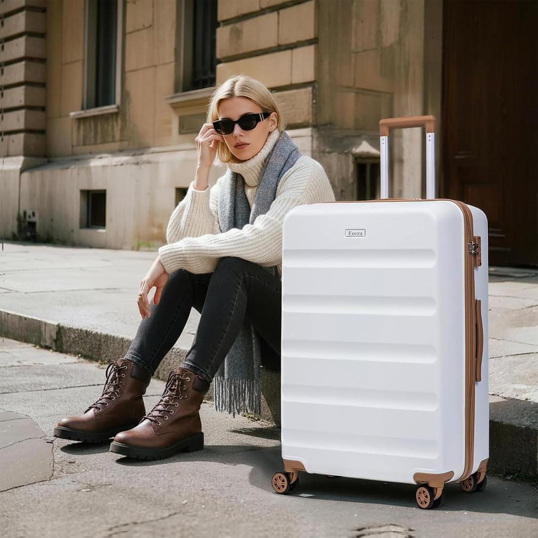 Eeeza White 27 inch Long Suitcase