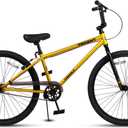 cubsala 24 Inch BMX Race Bike Trident Bicycles Beginner-Level to Advanced Riders with 2 Pegs Trick Cycling and Professional Riding, Gold