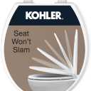KOHLER 20111-0 Brevia, Slow Close Toilet Seat, Round Toilet Seat, Grip-Tight Bumpers Quick-Attach Hardware, White