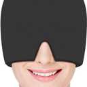 Migraine Relief Cap, Soothing Headache Ice Face Mask Products, Hot or Cold Therapy, Odorless Gel Migraine Headache Relief Cap for Migraine, Sinus, Tension, Puffy Eyes, Stress and Hangover (Black)