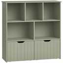 HOOBRO Toy Storage Organizer, Toy Organizers and Storage with 2 Movable Drawers and 5 Cubbies, Toy Chest Shelf for Books or Dolls, Kids Bookshelf and Toy Storage for Playroom, Green GN88CW01