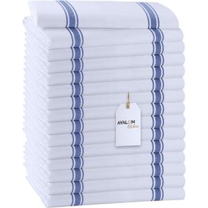 Avalon Kitchen Dish Towels Set (Value Pack of 15) Size 15x25 Inch, 100% Cotton Soft & Absorbent Kitchen Towels, Tea Towels, Reusable Cleaning Cloths for Household Cleaning (Blue)