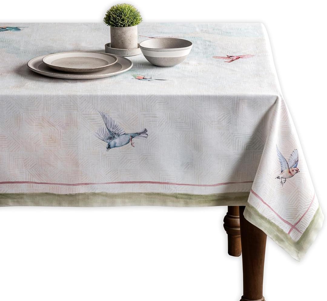 Maison d' Hermine Table Cloth Square Table 100% Cotton 54 x 54 Inches Tablecloth Reusable Decorative for Dining Kitchen Room Farmhouse Home Gifts for Mothers Day Spring Summer - Flying Birds