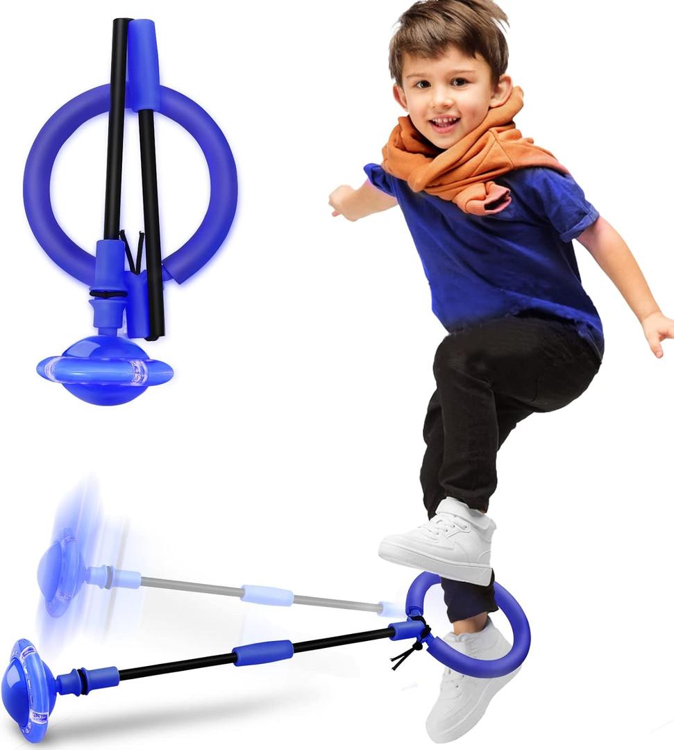 Skip Ball, Portable Foldable Colorful Flash Wheel Swing Ball, Kids Toys for Girls & Boys, Sports Fitness Toys for Kids & Adults. Gifts for Mom Women & Girls Toys Age 5-10 Years (Blue)
