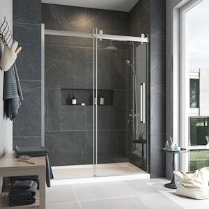 OVE Decors Bel Soft-Close Satin nickel 58-in to 60-in W x 78.75-in H Frameless Clear Glass Sliding Soft Close Shower door