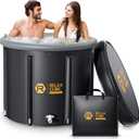 Ice Bath Tub for Athletes, 116 Gal XL Cold Plunge Tub for Recovery and Cold Water Therapy, Portable Multiple Layered Ice Pod Barrel for Outdoor, Inflatable Icebath Tub at Home (Black with Gray Interior)