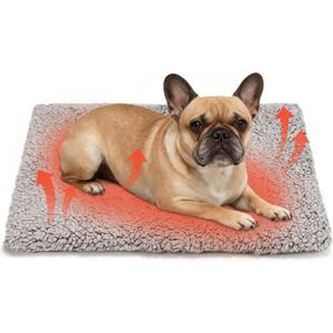 PatiencET Self Warming Cat Bed for Indoor Cats 18'' x 24'' - Cozy Fleece Heating Pad, Non-Electric Thermal Mat for Small Pets, Washable Soft Cushion for Winter Comfort and Warmth Grey