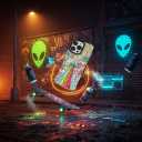 for iPhone 16 Case, Psychedelic UFO Fireworks Pattern with Rainbow Beams, Military-Grade Drop Protection, Cute Cosmic Soft Slim TPU Protective Cover with Camera Protection for Teens