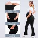 Leafigure Maternity Flare Leggings with Pockets Over The Belly Yoga Pants for Workout Soft Pregnancy Activewear (Black, XL)