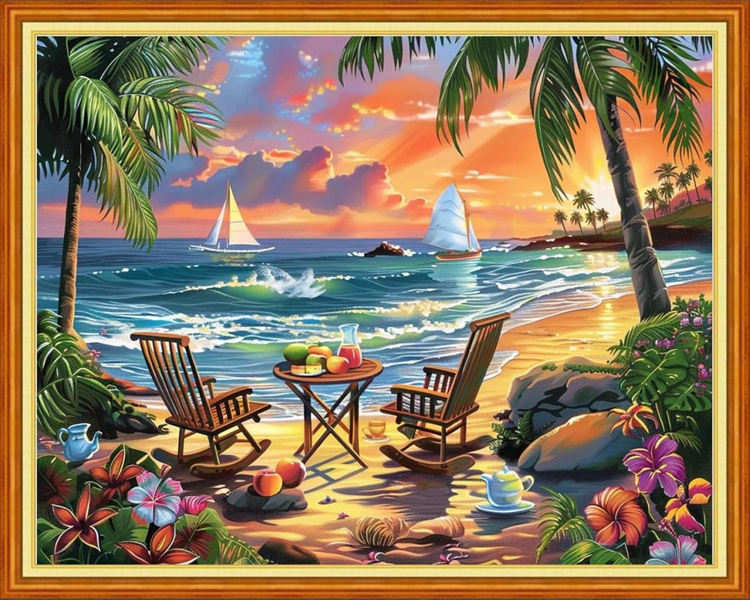 Funart Stamped Cross Stitch Kits for Beginners Full Range of Cross Stitching Preprinted Embroidery Kits for Adults, 11CT Embroidery Pattern Needlepoint Kits- (ArtColors25)
