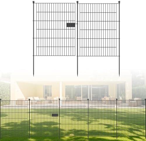 No Dig Fence Tall Garden Fence, 5 Panels Dog Fence Animal Barrier, Arched Flower Bed Edging Ornamental Wire Border for Yard Patio (5 Panels - 18 in(H) X 10 ft(L) - with Gate)