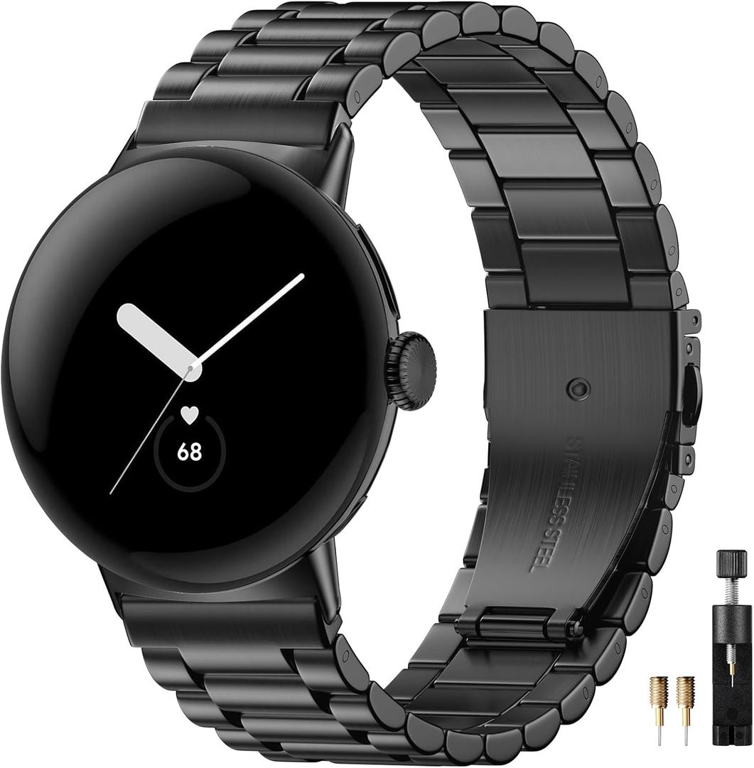 Metal Bands Compatible with Google-Pixel-Watch-2-Band for Women Men, No Gap Stainless Steel Band for Pixel Smartwatch 42025 41mm/32024/2/ 1 41mm