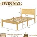 Askeld 12 inch Bamboo Twin Bed Frame with Headboard, Light Cottagecore Solid Wood Platform Bed No Box Spring Needed, Easy Assembly, Noise Free
