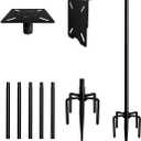 90 Inch Smart Bird Feeder Pole with 5-Prong Base, Adjustable Bird House Pole Mount Kit for Outdoors, Heavy Duty Bird Feeder Stand for Wild Birds Watching, Black
