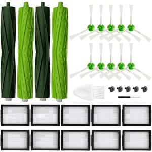 22 Pack Replacement Parts for iRobot Roomba i7 i7+ i3 i3+ i4 J7J7+/Plus i6 i6+ i5+j5+ i8 +/Plus E5 E6 E7 I & E & J Series Vacuum Cleaner, 2 Set of Roller Brush & 10 Filters & 10 Side Brushes