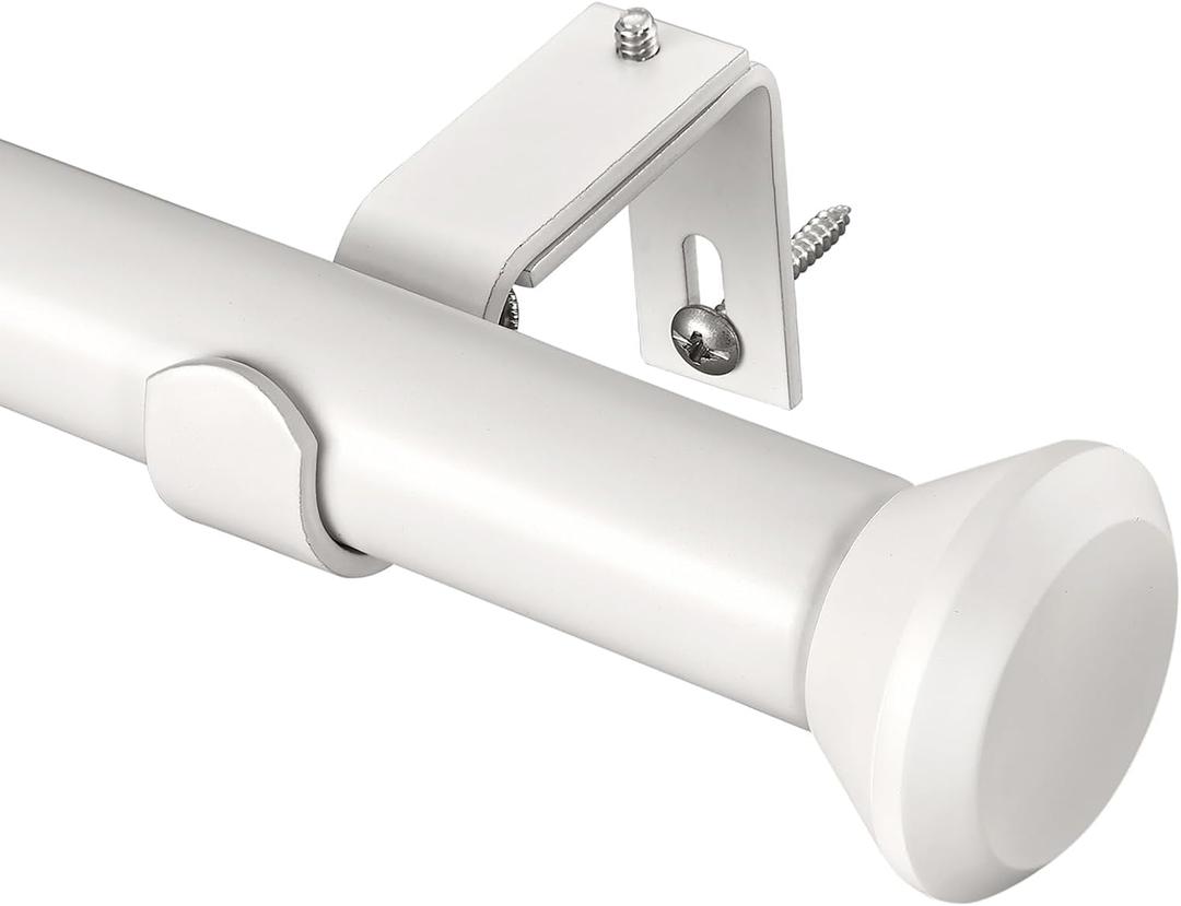SIMEWIN Heavy Duty White Curtain Rods for Windows 66 to 120 Inches, White 1" Adjustable Curtain Rods with Diamond Finials for Bedroom, Living Room, Patio, Kitchen