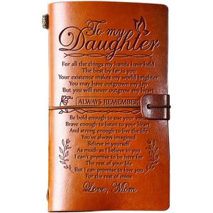 Daughter Gift from Mom, To My Daughter Leather Journal, 140 Page Refillable Writing Journal, Christmas Birthday Gifts for Daughter from Mom, Mother Daughter Gifts for Adults Daughter