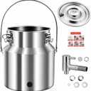 304 Stainless Steel Water Dispenser with Faucet, Thickened Milk Can with Handle, Sealing Ring and Instruction Manual, 5L Stainless Steel Water Jug for Milk, Water, Tea, Juice and Beverage Storage