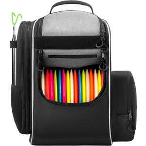 Himal Outdoors Disc Golf Backpack Holds 30+ Discs Large Capacity, Durable Disc Golf Bag with Insulated Cooler Side Pocket and Waterproof Bottom (Dark Grey)