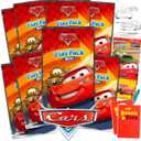 Disney 8 Pc Cars Mini Party Favors Set - Bundle 8 Cars Play Packs with Mini Coloring Books, Stickers, and Goodie Bags Birthday Party Supplies Decorations