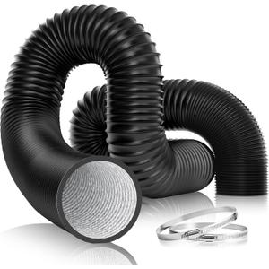 VIVOSUN 4'' Flexible Aluminum Duct, 25 FT Long Heavy-Duty Multi-Layer Air Hose for HVAC Ventilation, Dryer Vent Hose for Grow Tents and Duct Fan Systems, 2 Clamps Included (Black)