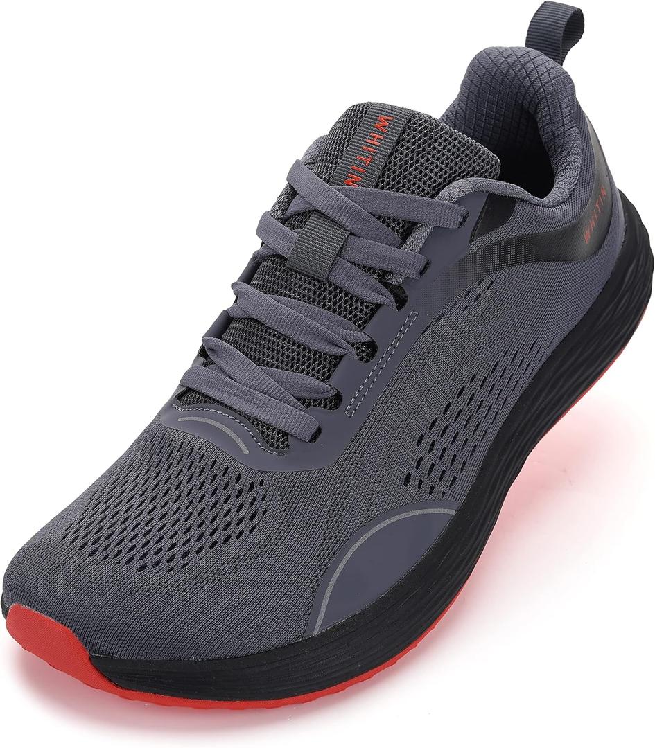 WHITIN Men's Zero Drop Running Shoes + Wide Toe Box (Grey), 44
