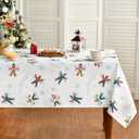 Horaldaily Christmas Tablecloth 60104 Inch Rectangular, Children Snow Washable Table Cover for Party Picnic Dinner Decor (White)