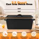 Rectangular Cast Iron Dutch Oven for Bread Baking, Cast Iron Sourdough Bread Pan with Lid Handles Lame, Even Heat Bread Baking Pan for Homemade Bread Cake Meatloaf, 3.2QT