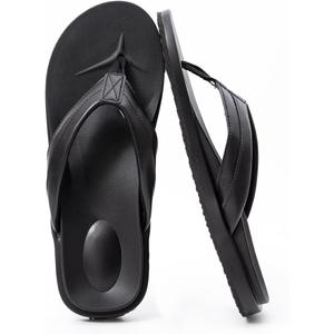 QIGEGE Flip Flop For Men with Arch Support Ultra Soft Cushion Footbed Slip On Lightweight Comfortable Thick Yoga Mat Thong Sandals Beach Thong Slides