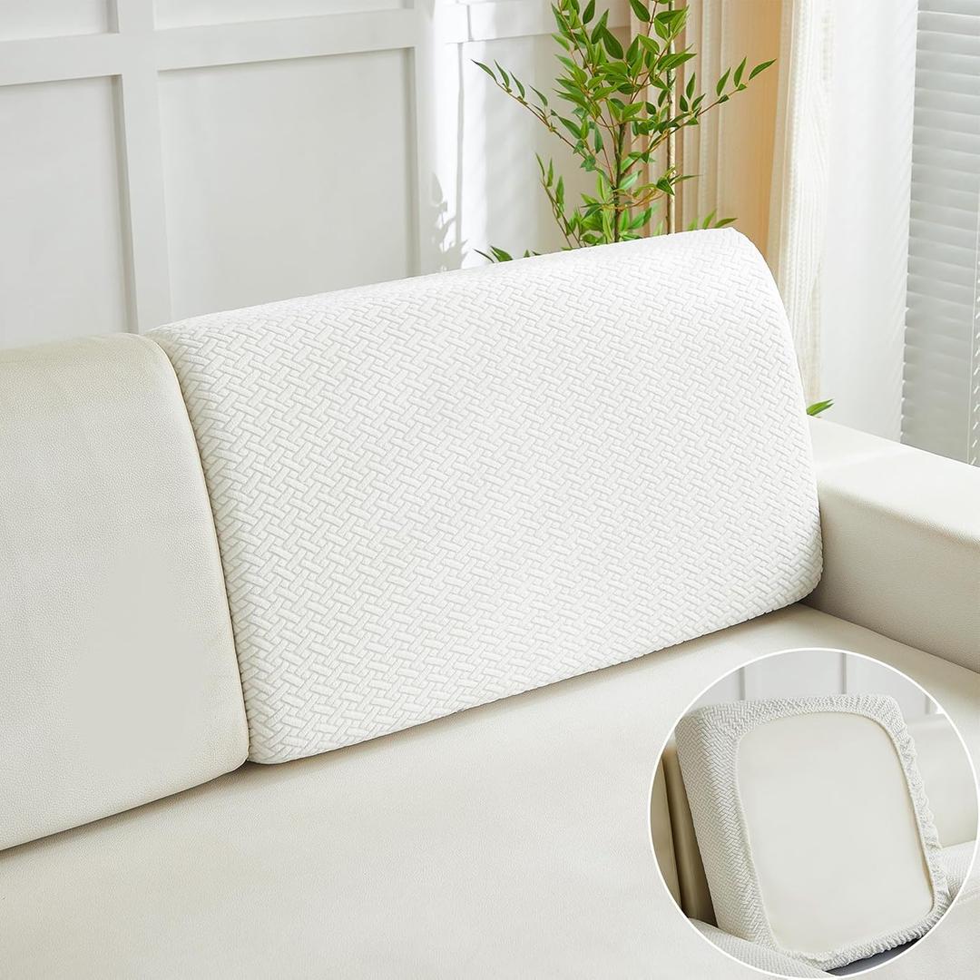 Yoovat Couch Cushion Covers for Sofa Couch Covers Wear-Resistant Universal Sofa Cover Washable Stretch for Sectional Slipcovers (Texture-Cream White,Back Cover M)