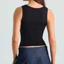 HOYAYO Women's Square Neck Sleeveless Double-Layer Tank Tops Y2K Basics Outfit Tee T Shirts Black S
