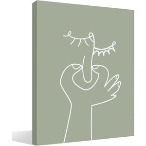 BIWSHA Funny Toilet Canvas Wall Art, Minimalist Modern Restroom Wall Decor, Holding Nose Humor Bathroom Decor, 11x14 Inch - Sage Green