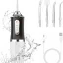 Water Dental Flosser Teeth Irrigator with 3 Modes Cordless Water Teeth Cleaner with 4 Replace Sprinkler Head IPX7 Waterproof Rechargeable Portable for Travel Home Braces Bridges Care (Black)