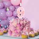 Pink Glitter Bow Cake Candles,2nd Birthday Candles,3.5 inch Large Size Pink Macaroon Number Candles Cake Topper Decorations for Kids Girls Adults Birthday Wedding Anniversary Party Supplies