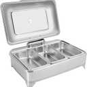 Buffet Server Food Warmer Electric, Adjustable Heat, for Parties Holidays Entertaining, 9L Chafing Dish Buffet Set, Stainless Steel & Glass