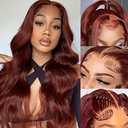 Tobeaper Reddish Brown Lace Front Wigs Human Hair - Reddish Brown Wig Human Hair Pre Plucked Body Wave Lace Front Wigs 180% Density 13x4 HD Lace Front Wigs 22 Inch