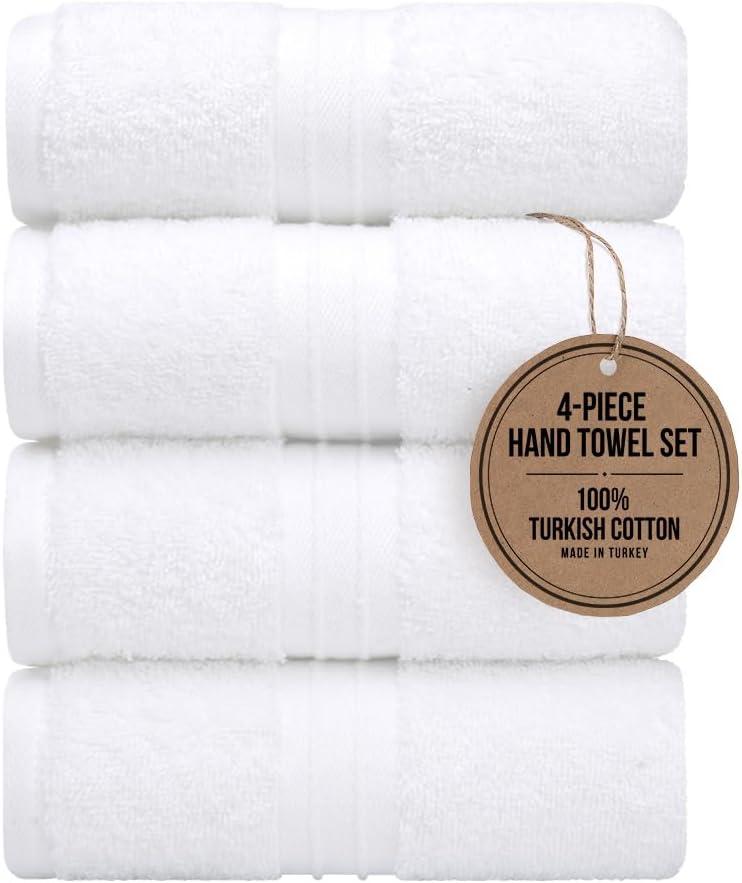 Cotoniche Hand Towels 4 Pack - Soft & Cozy, Large (16"x 28") Cute, Soft, Decorative - Versatile, Perfect as Hand Towels for Bathroom, Gym, Hotel, Spa Towels - White