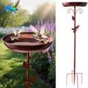 Metal Bird Bath for Outdoors - Vintage Freestanding Bird Bath with 5-Prong Base and 40-Inch Tall Removable Bowl, Antique Bronze Garden Decoration, Suitable for Patio, Courtyard