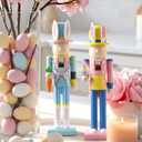 2 Pcs 12" Easter Wooden Nutcracker to Paint Unfinished Nutcracker Bunny Figures Statues Ornaments DIY with Brush Paint for Easter Spring Paintable Gifts Table Desktop Fireplace Decor